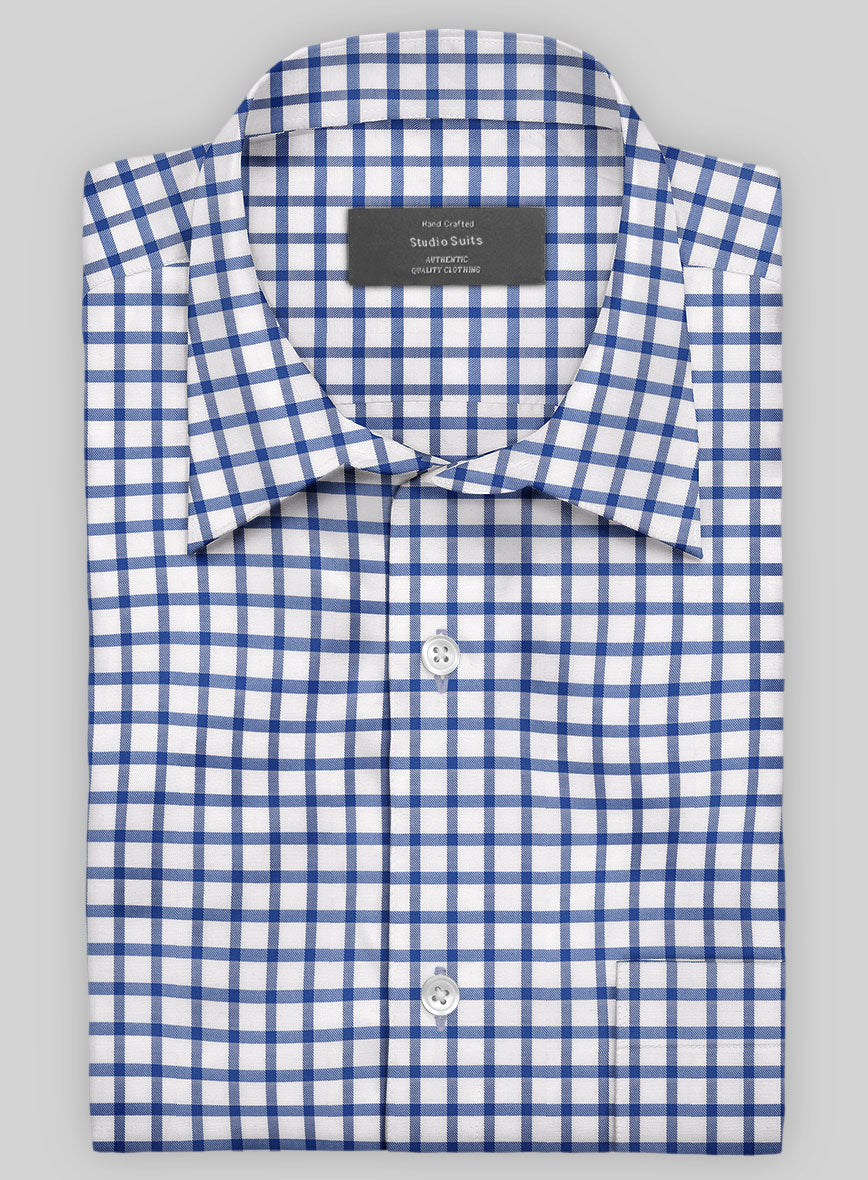 Italian Blue Gingham Check Shirt StudioSuits Italian Blue Gingham Check Shirt StudioSuits