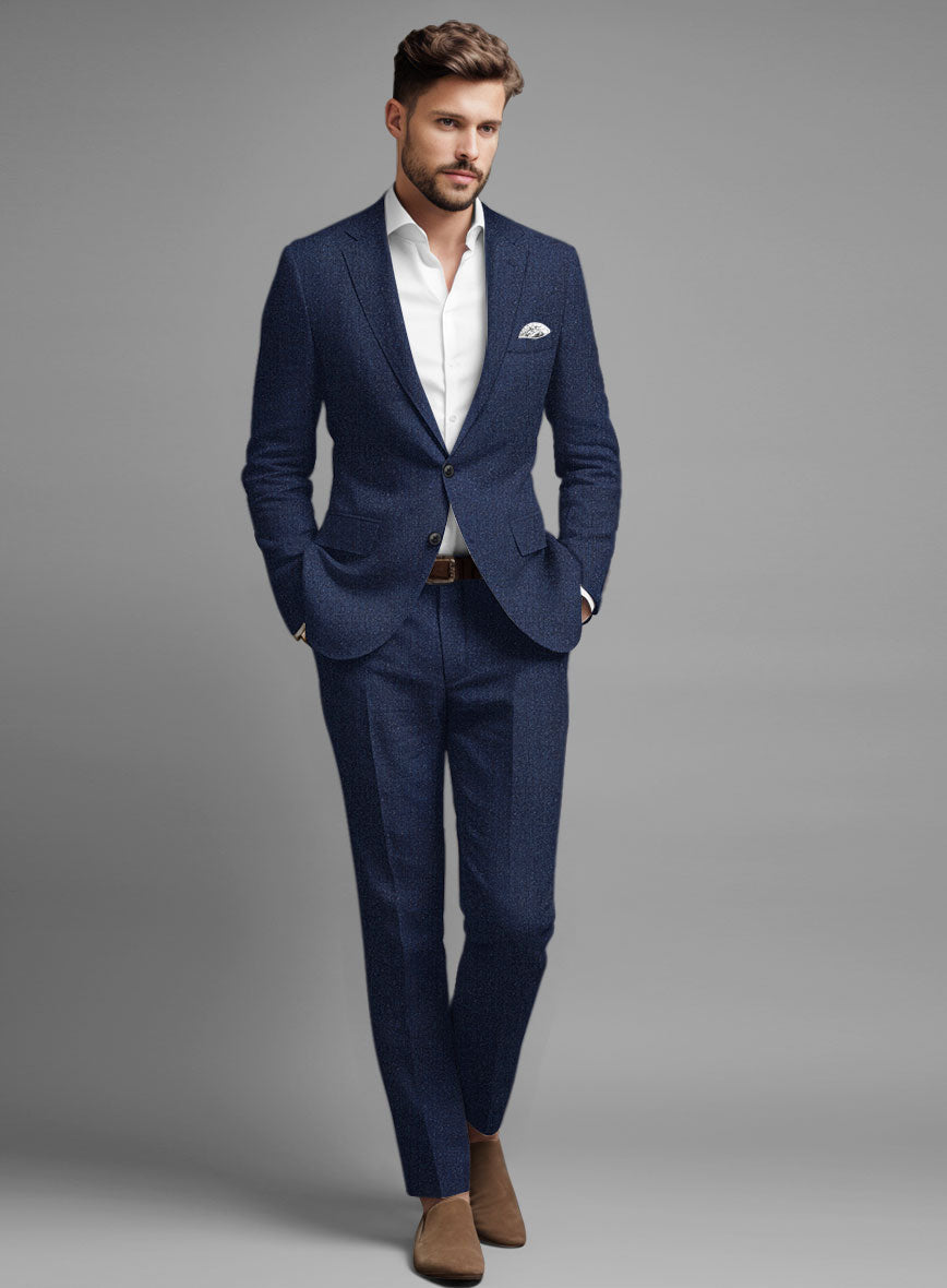 Italian Brandy Blue Linen Suit - StudioSuits
