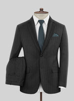 Italian Charcoal Herringbone Flannel Suit - StudioSuits