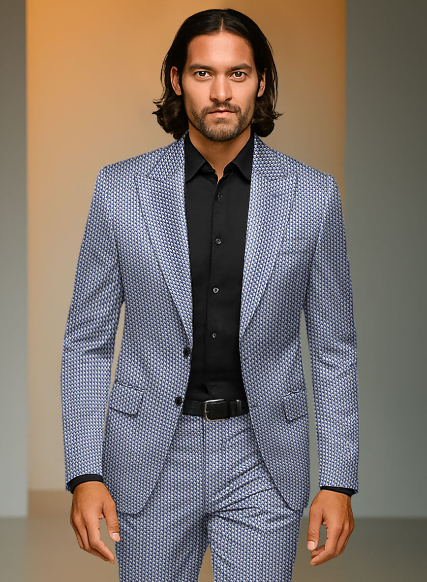 Italian Cotton Stretch Blu Mistrale Jacket - StudioSuits