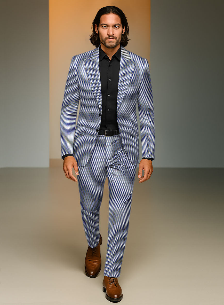 Italian Cotton Stretch Blu Mistrale Suit - StudioSuits