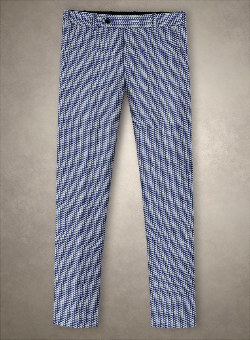 Italian Cotton Stretch Blu Mistrale Pants - StudioSuits