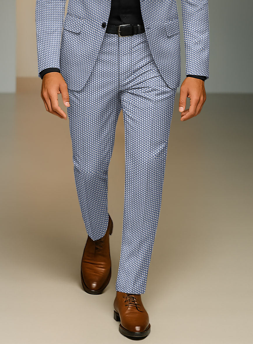 Italian Cotton Stretch Blu Mistrale Pants - StudioSuits