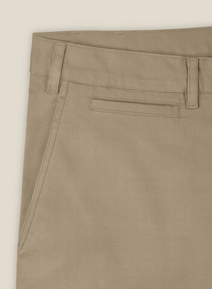 Italian Dark Beige Cotton Stretch Shorts - StudioSuits