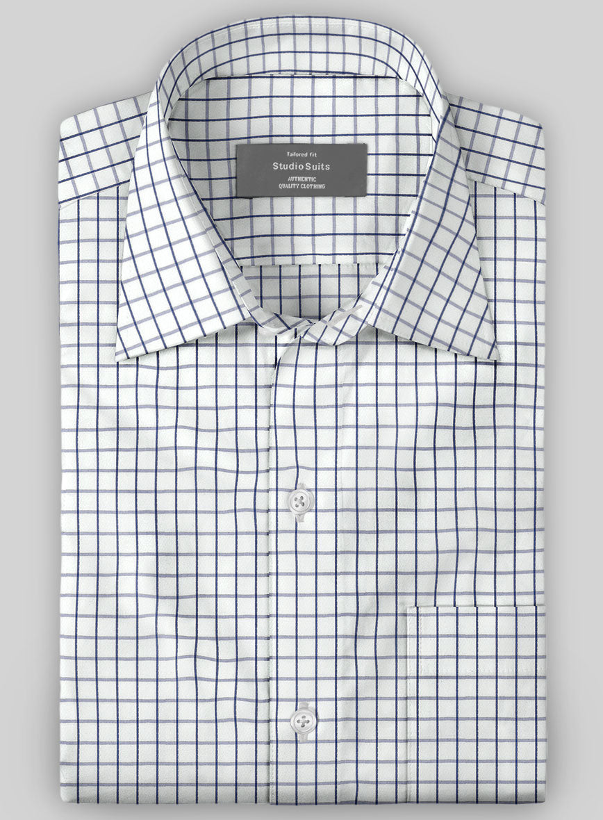 Italian Dark Blue Checkered Shirt – StudioSuits