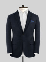 Italian Dark Blue Herringbone Flannel Suit - StudioSuits