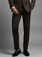 Italian Dark Brown Herringbone Flannel Suit - StudioSuits