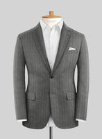 Italian Gray Herringbone Flannel Jacket - StudioSuits
