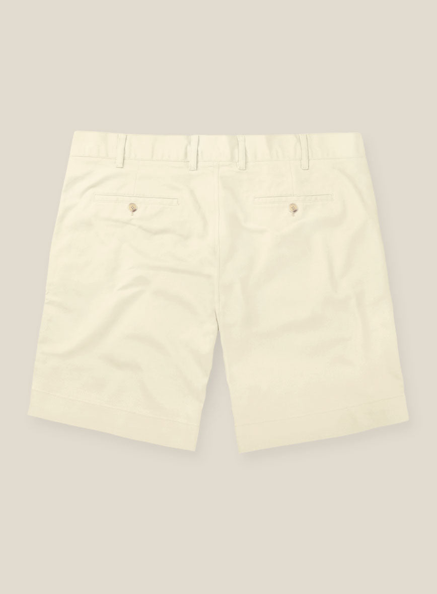 Italian Ivory Cotton Stretch Shorts - StudioSuits