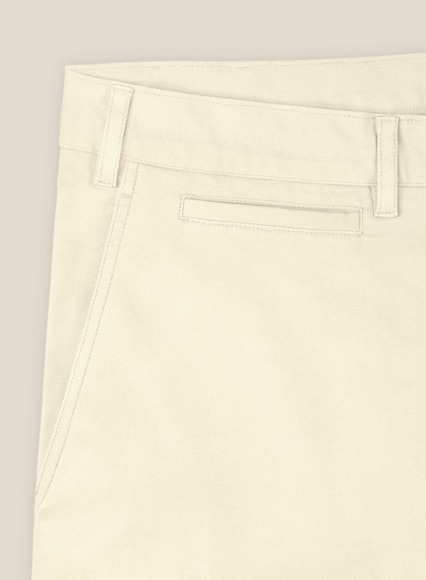 Italian Ivory Cotton Stretch Shorts - StudioSuits