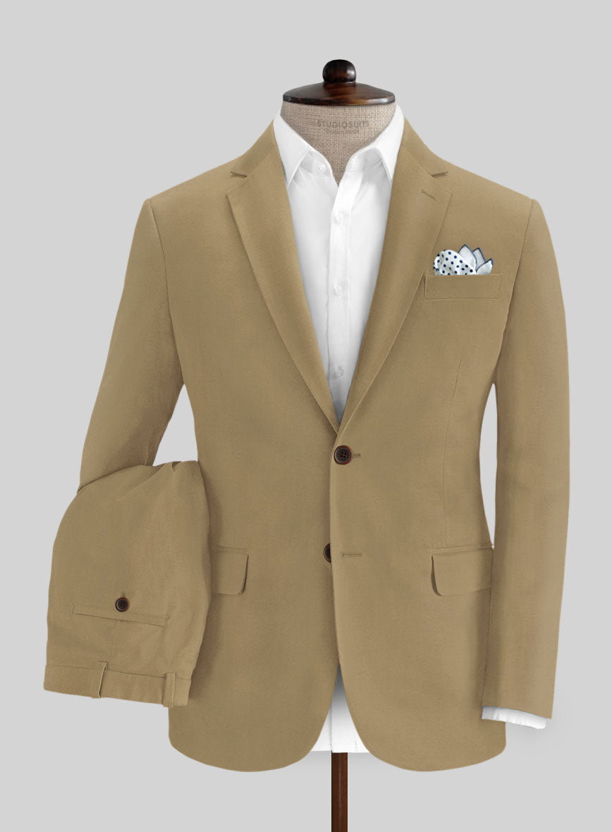 Italian Khaki Cotton Stretch Suit – StudioSuits