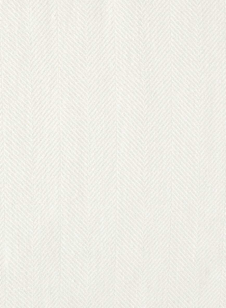 Italian Linen Avorio Herringbone Pants - StudioSuits