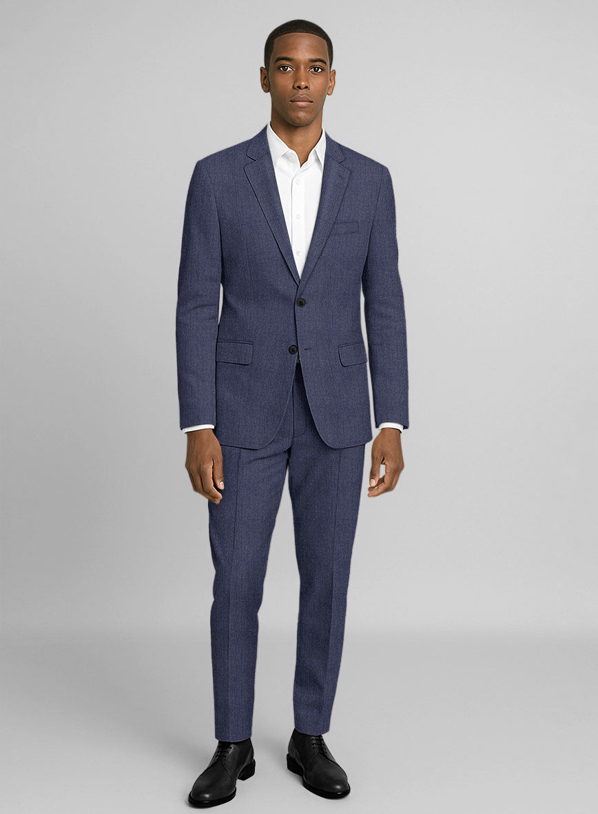 Italian Linen Azurio Herringbone Suit - StudioSuits