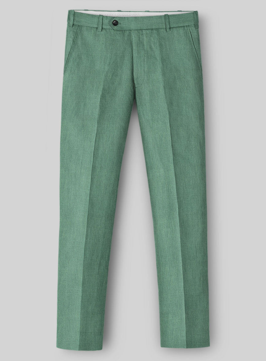 Italian Linen Fern Green Pants - StudioSuits