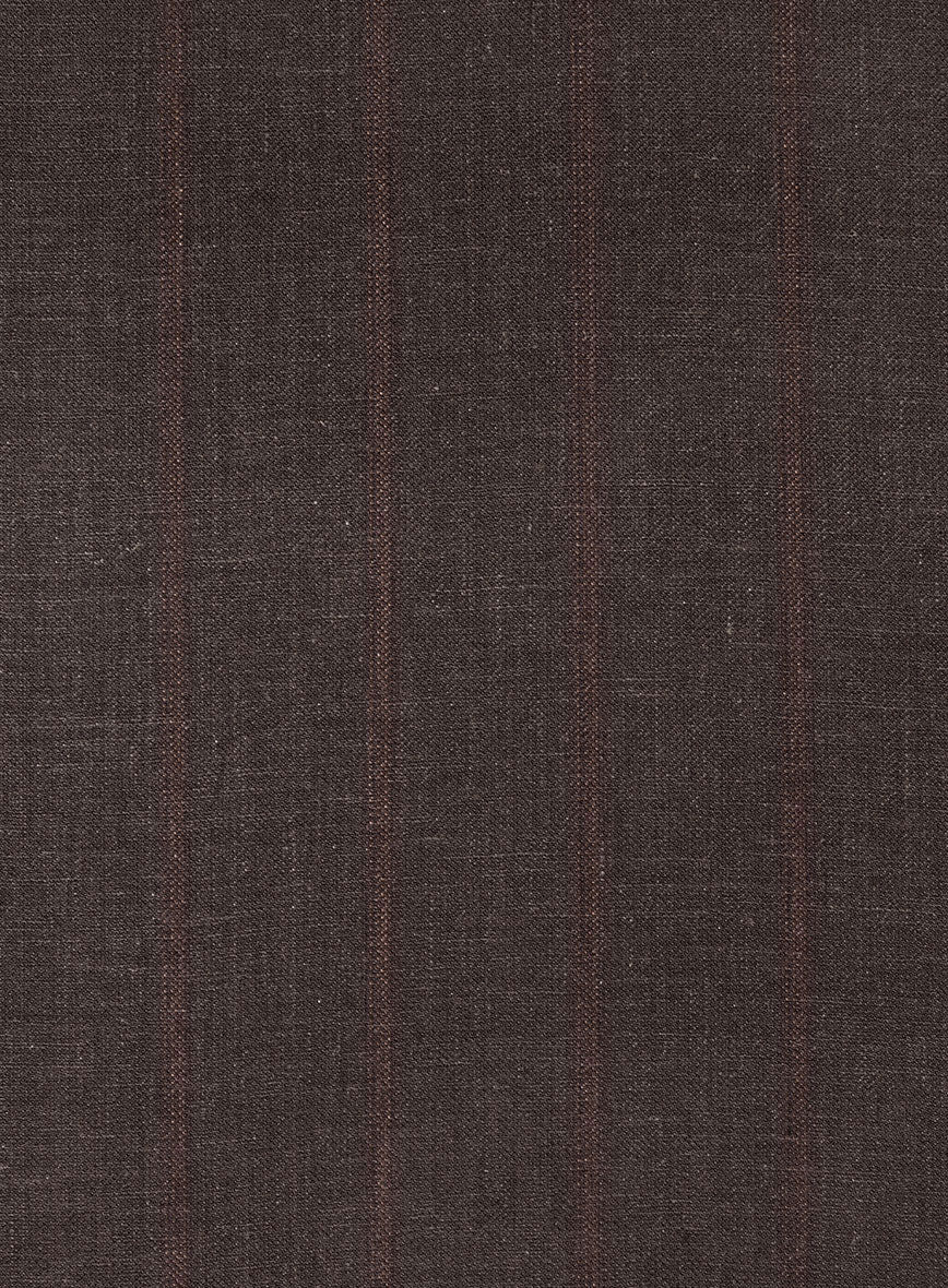 Italian Linen Mocha Brown Stripe Pants - StudioSuits
