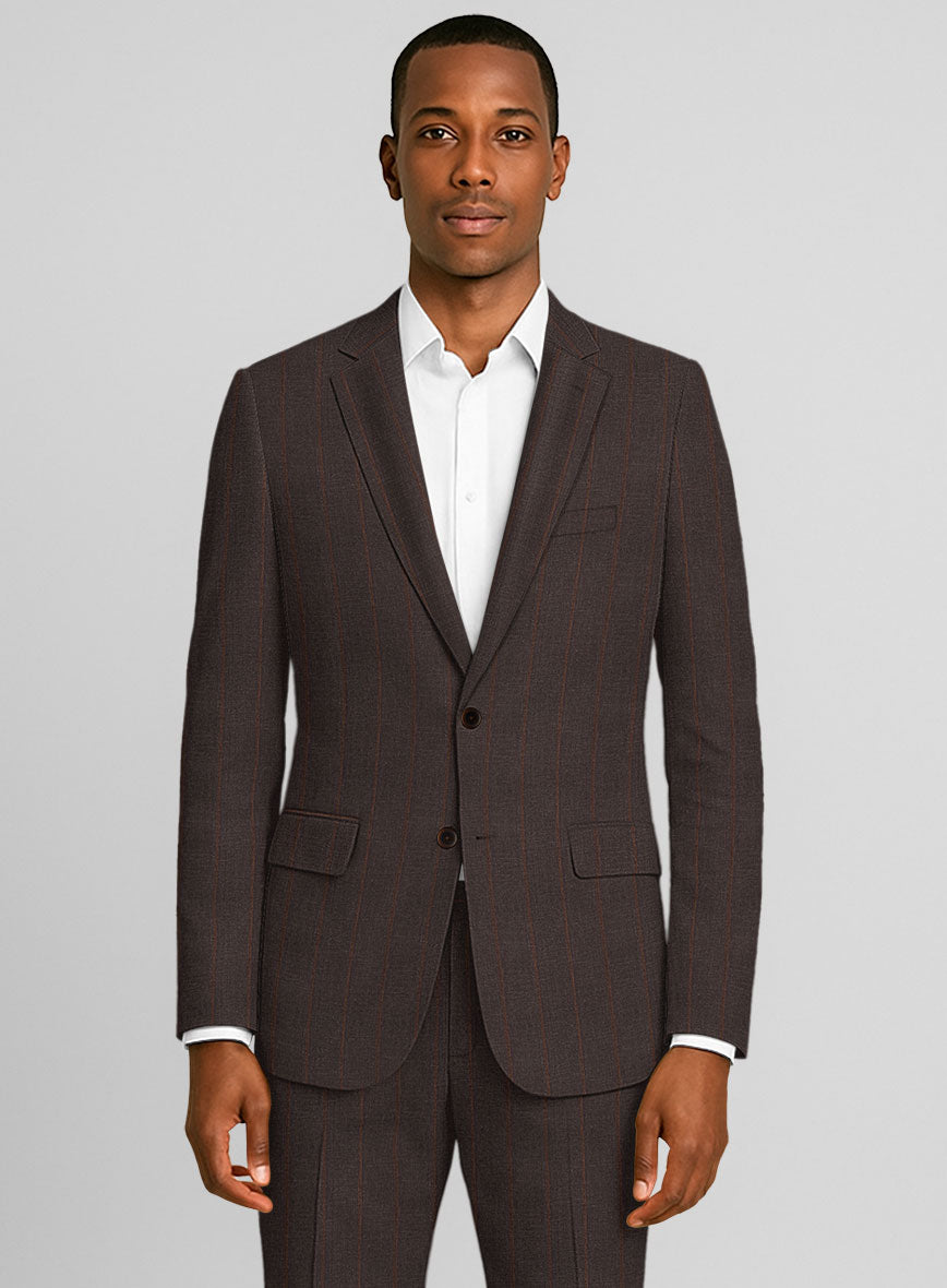Italian Linen Mocha Brown Stripe Jacket - StudioSuits