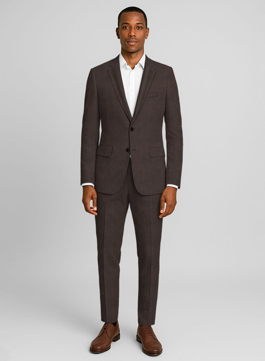 Italian Linen Mocha Brown Stripe Suit - StudioSuits