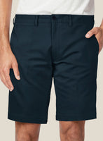 Italian Marine Blue Cotton Stretch Shorts - StudioSuits