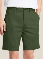 Italian Military Green Cotton Stretch Shorts - StudioSuits