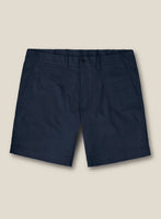 Italian Mirage Blue Cotton Stretch Shorts - StudioSuits