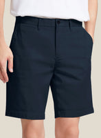 Italian Mirage Blue Cotton Stretch Shorts - StudioSuits