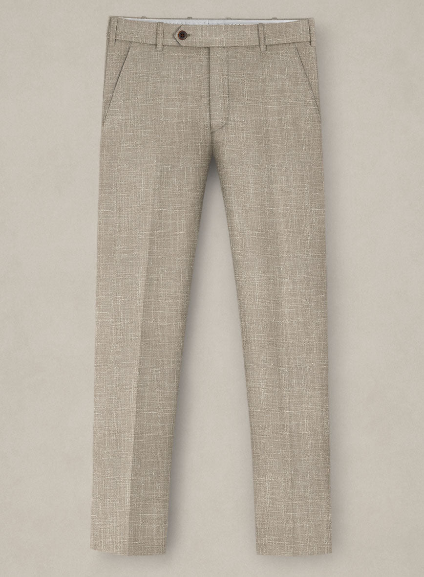 Italian Murano Beige Wool Linen Pants - StudioSuits