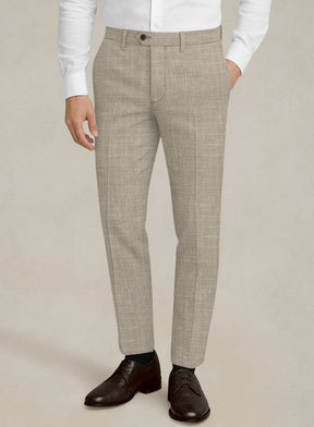 Italian Murano Beige Wool Linen Pants - StudioSuits