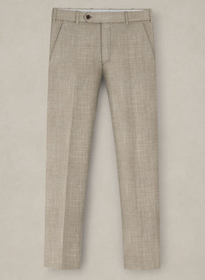 Italian Murano Beige Wool Linen Pants - StudioSuits