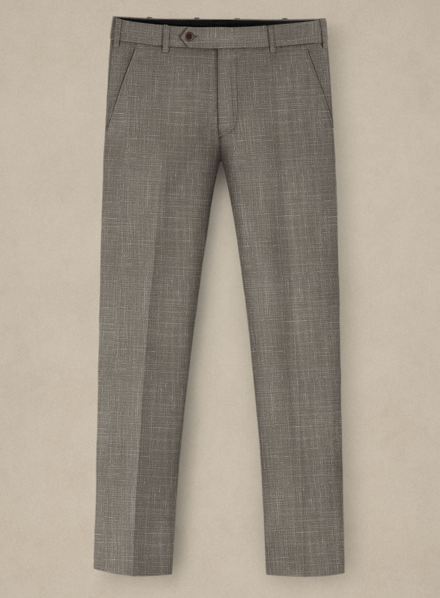 Italian Murano Brown Wool Linen Pants - StudioSuits