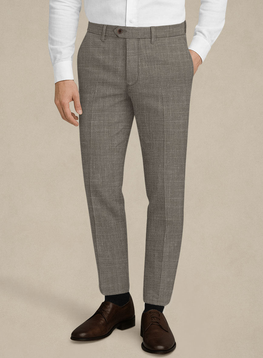 Italian Murano Brown Wool Linen Pants - StudioSuits