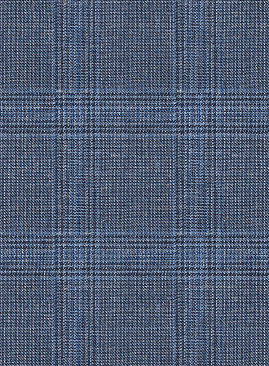 Italian Murano Enora Blue Wool Linen Silk Pants - StudioSuits