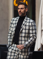 Italian Murano Ernio Checks Wool Linen Silk Jacket - StudioSuits