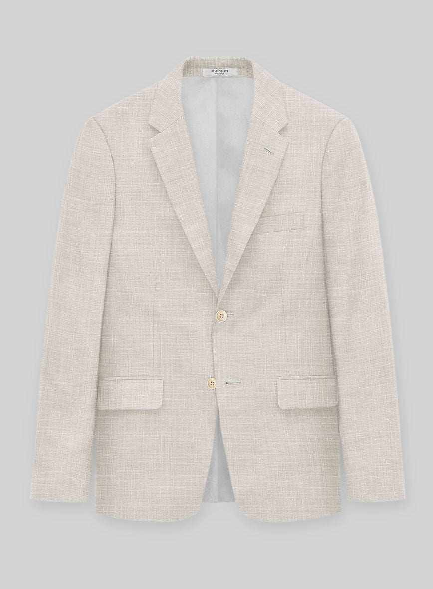 Italian Murano Fawn Wool Linen Jacket - StudioSuits