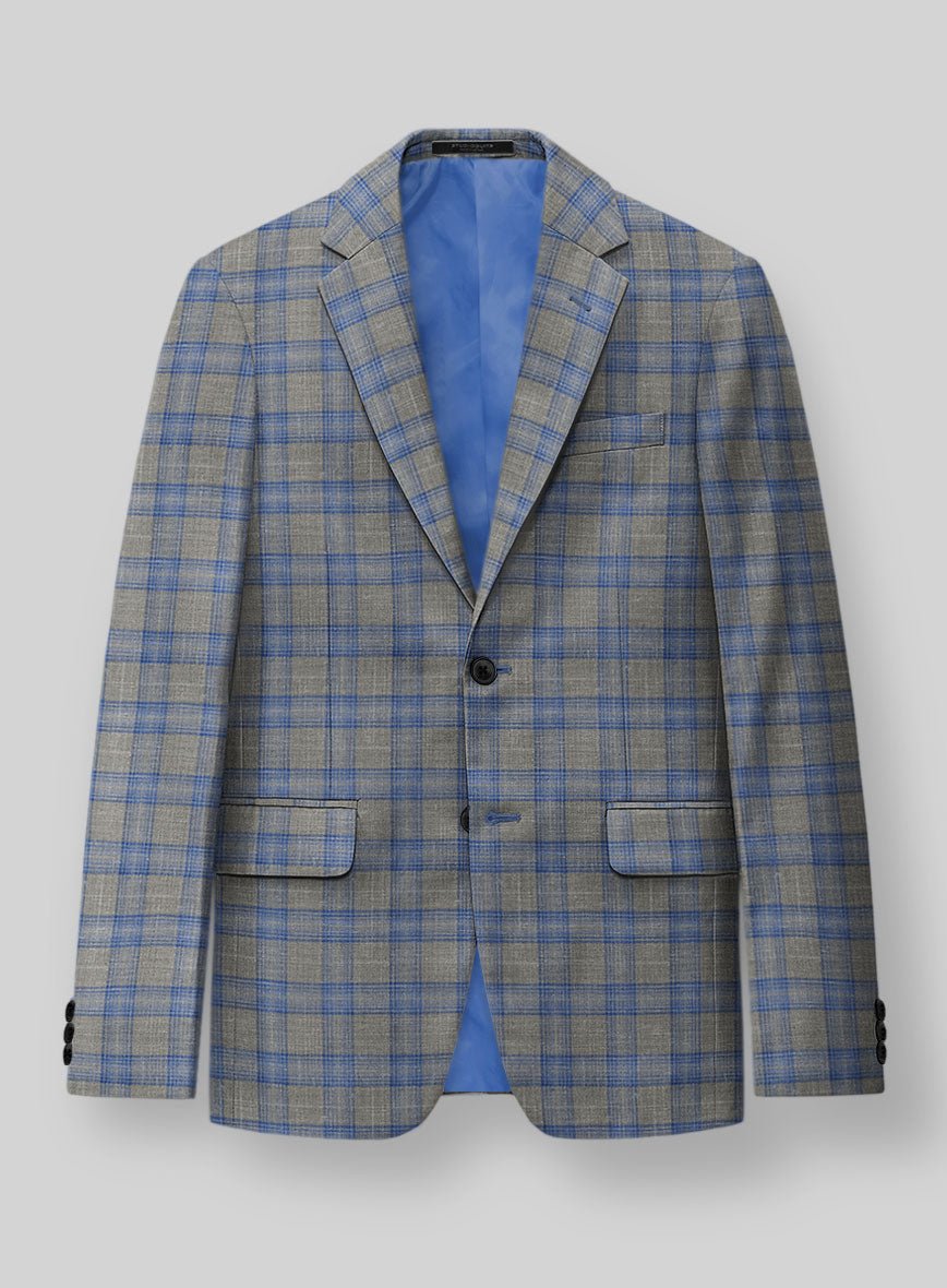 Italian Murano Gnatio Blue Gray Wool Linen Jacket