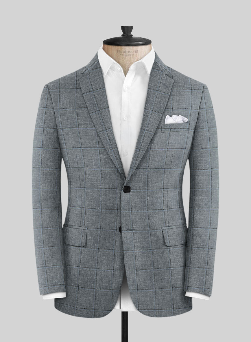 Italian Murano Lig Gray Wool Linen Silk Suit - StudioSuits