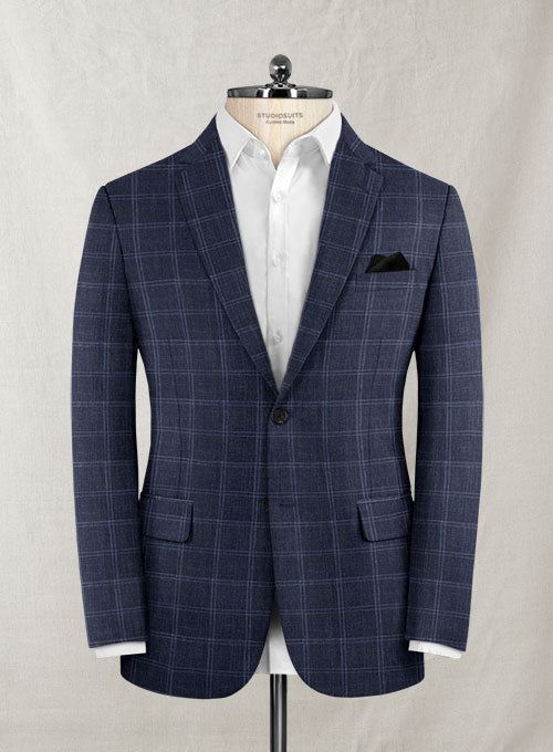 Italian Murano Manico Blue Wool Jacket - StudioSuits