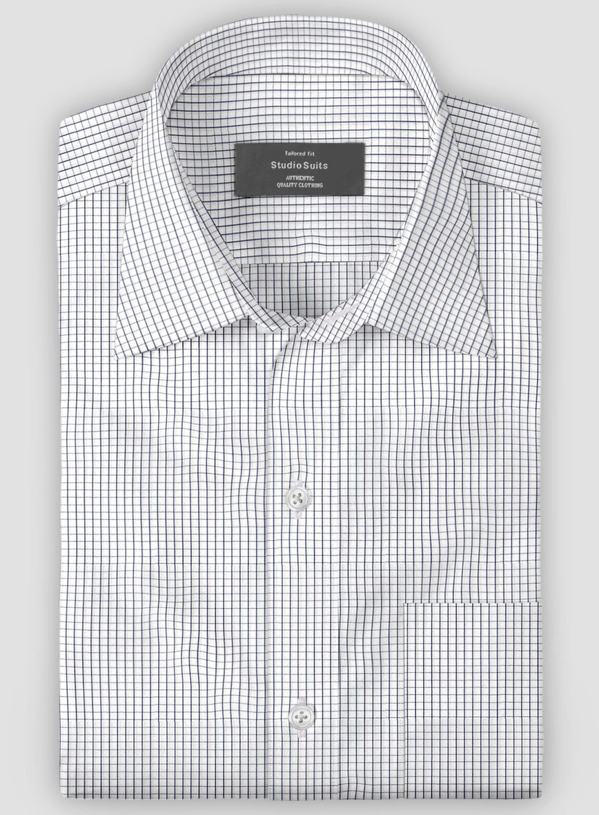 windowpane dress shirt Italian Navy Blue Windowpane Shirt – StudioSuits