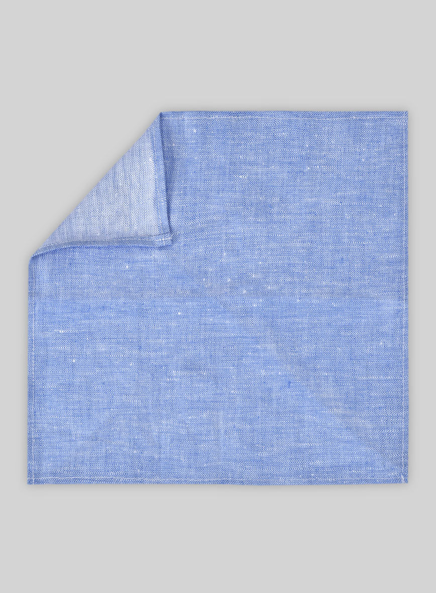 Italian Nile Blue Linen Pocket Square - StudioSuits