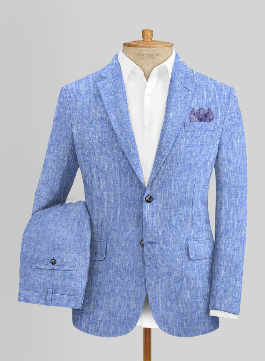 Italian Nile Blue Linen Suit