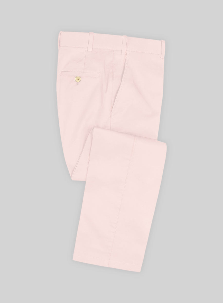 Men's Italian Pale Pink Cotton Stretch Pants by StudioSuits