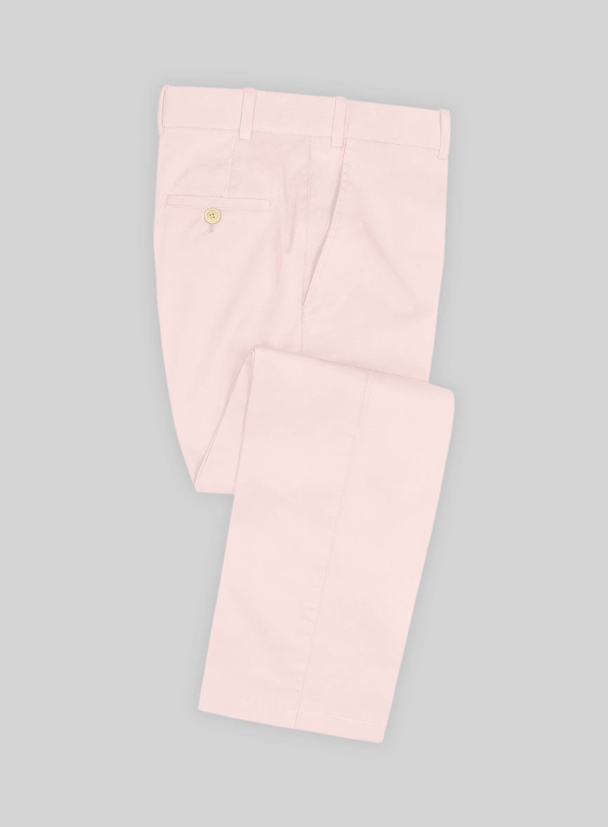 Italian Pale Pink Cotton Stretch Pants - StudioSuits