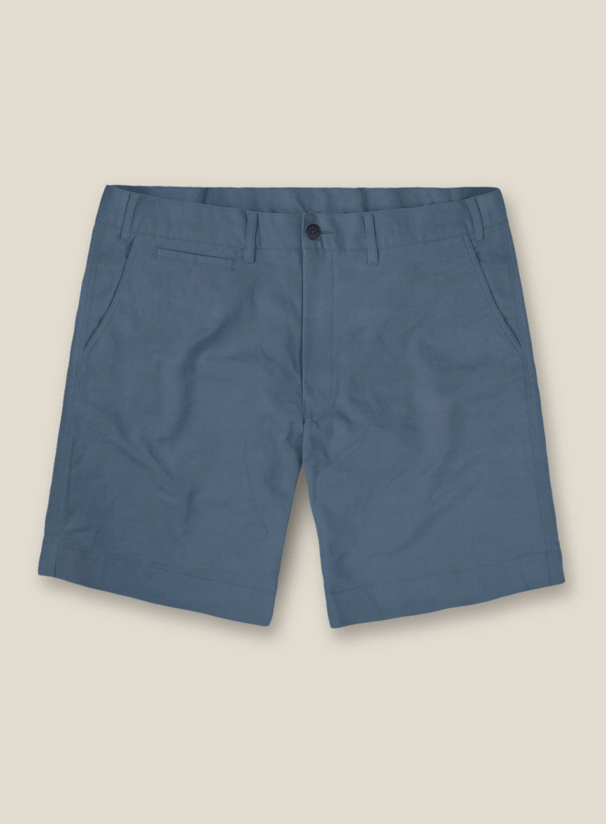 Italian Petrol Blue Cotton Stretch Shorts - StudioSuits