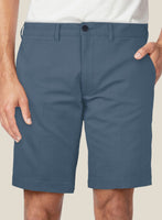 Italian Petrol Blue Cotton Stretch Shorts - StudioSuits