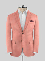 Italian Pink Herringbone Flannel Suit - StudioSuits