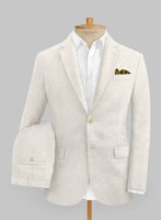 Italian Prato Beige Sharkskin Linen Suit - StudioSuits