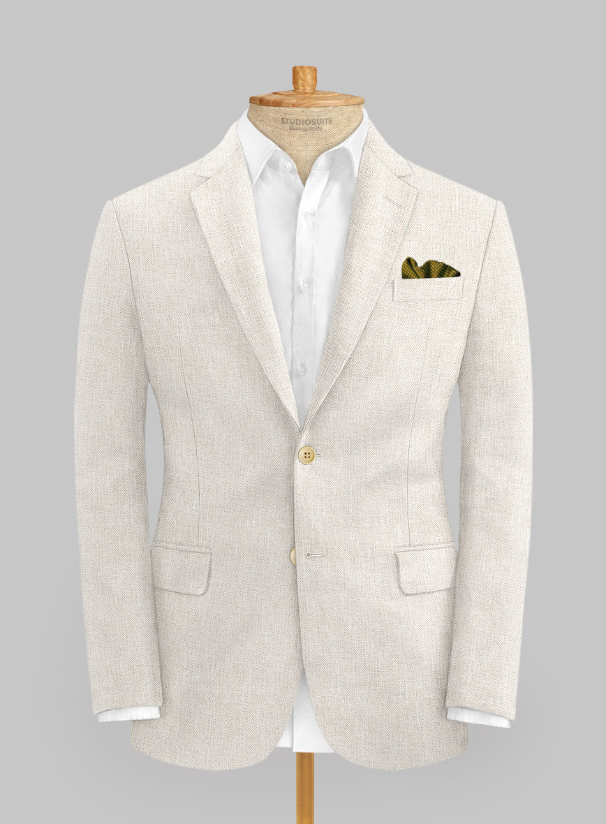 Italian Prato Beige Sharkskin Linen Suit - StudioSuits