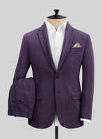 Italian Purple Houndstooth Tweed Suit - StudioSuits