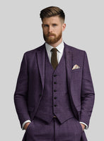 Italian Purple Houndstooth Tweed Suit - StudioSuits