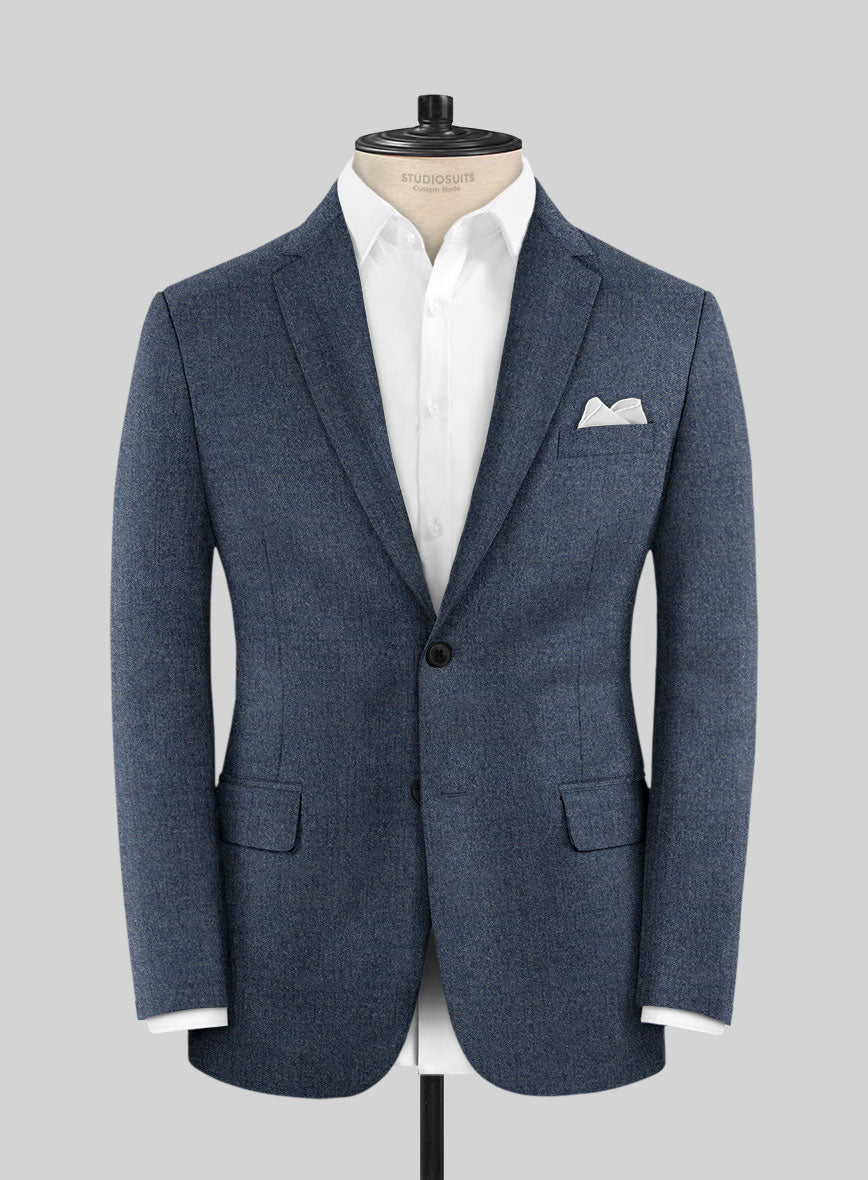 Italian Quelo Indigo Blue Twill Flannel Jacket - StudioSuits
