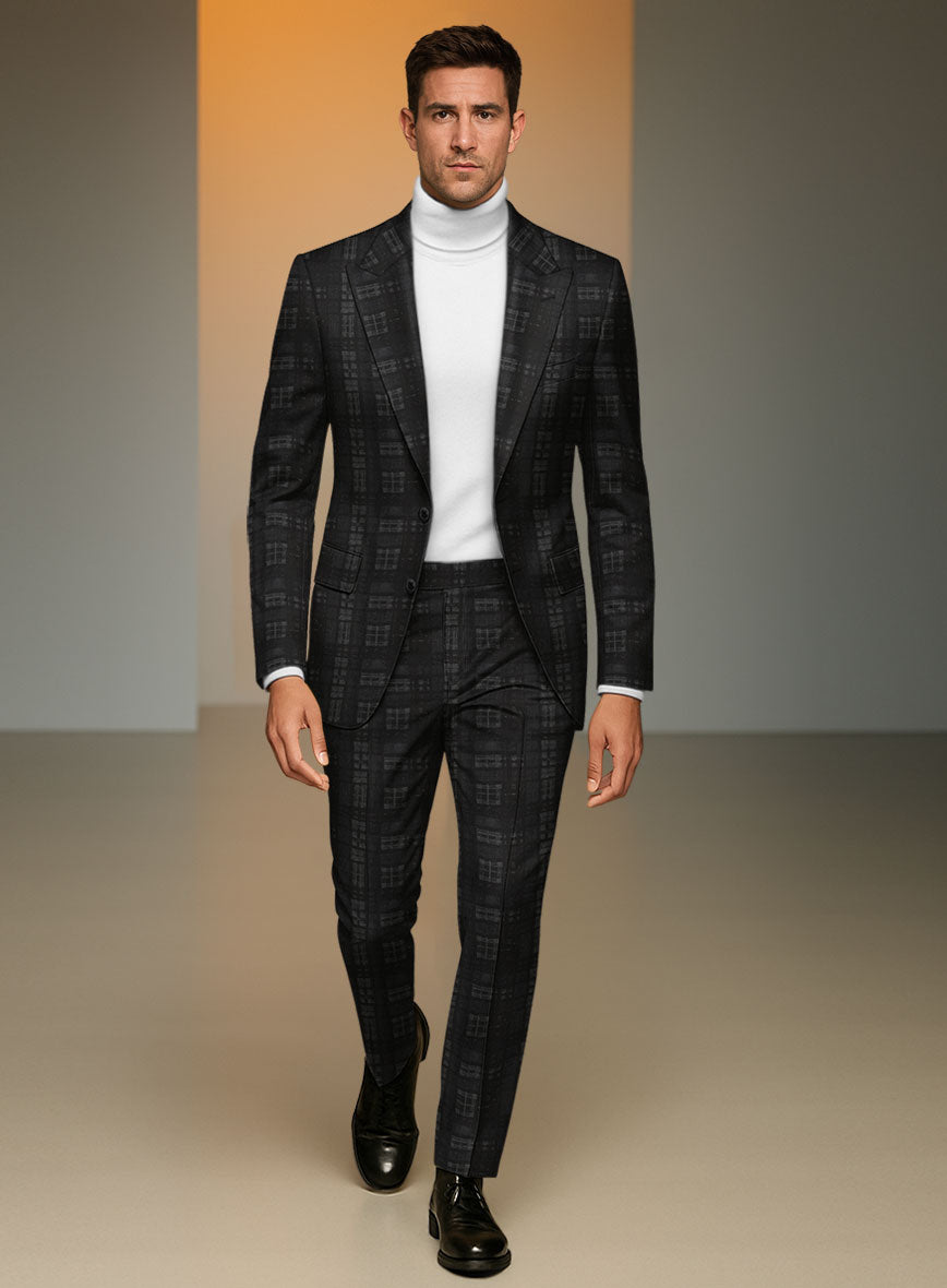 Italian Silk Black Static Suit - StudioSuits